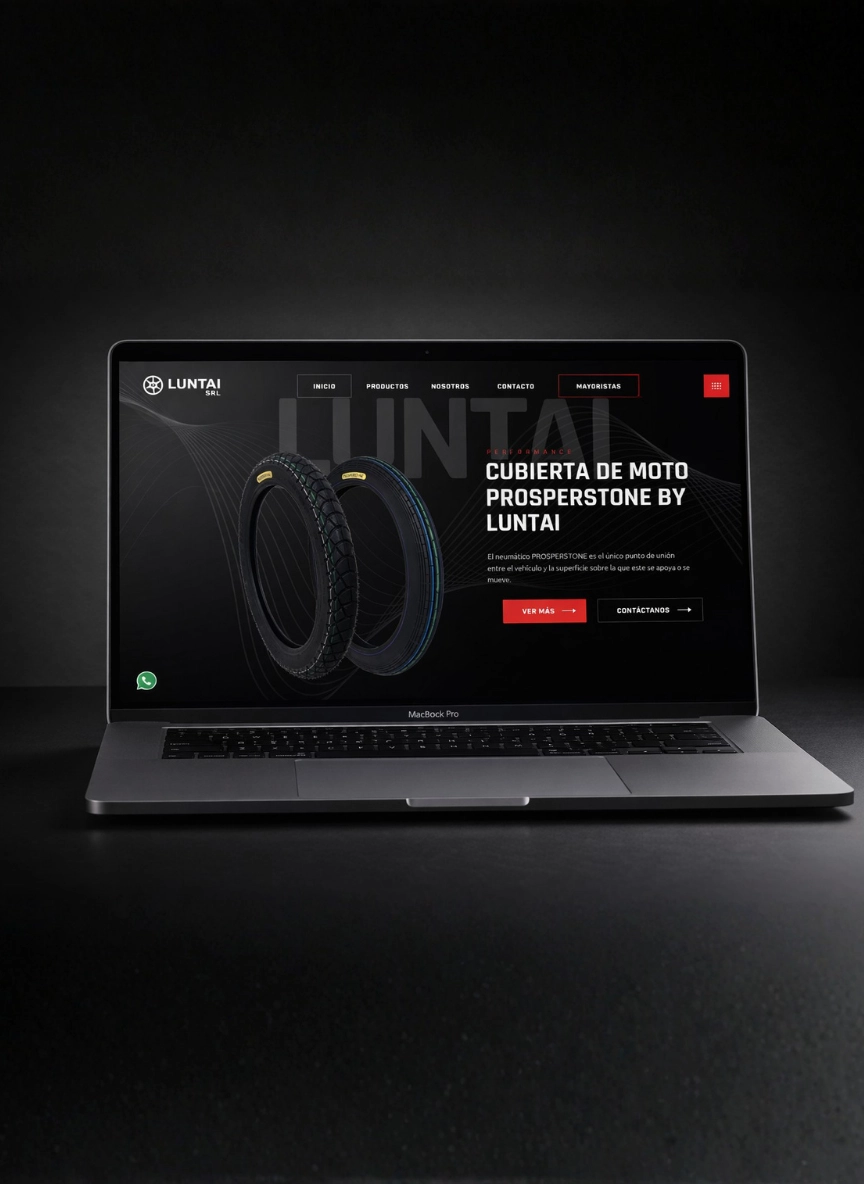 Mockup de laptop mostrando una página web profesional con diseño moderno