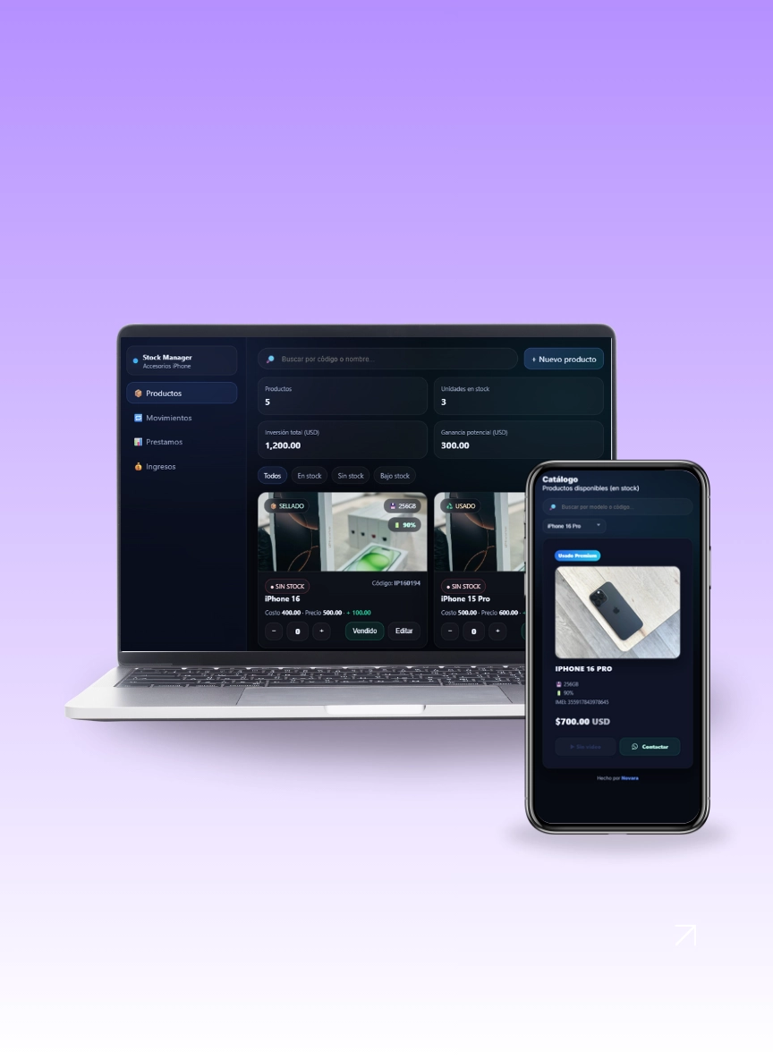 Sistema web a medida para control de stock con panel administrativo y vista móvil