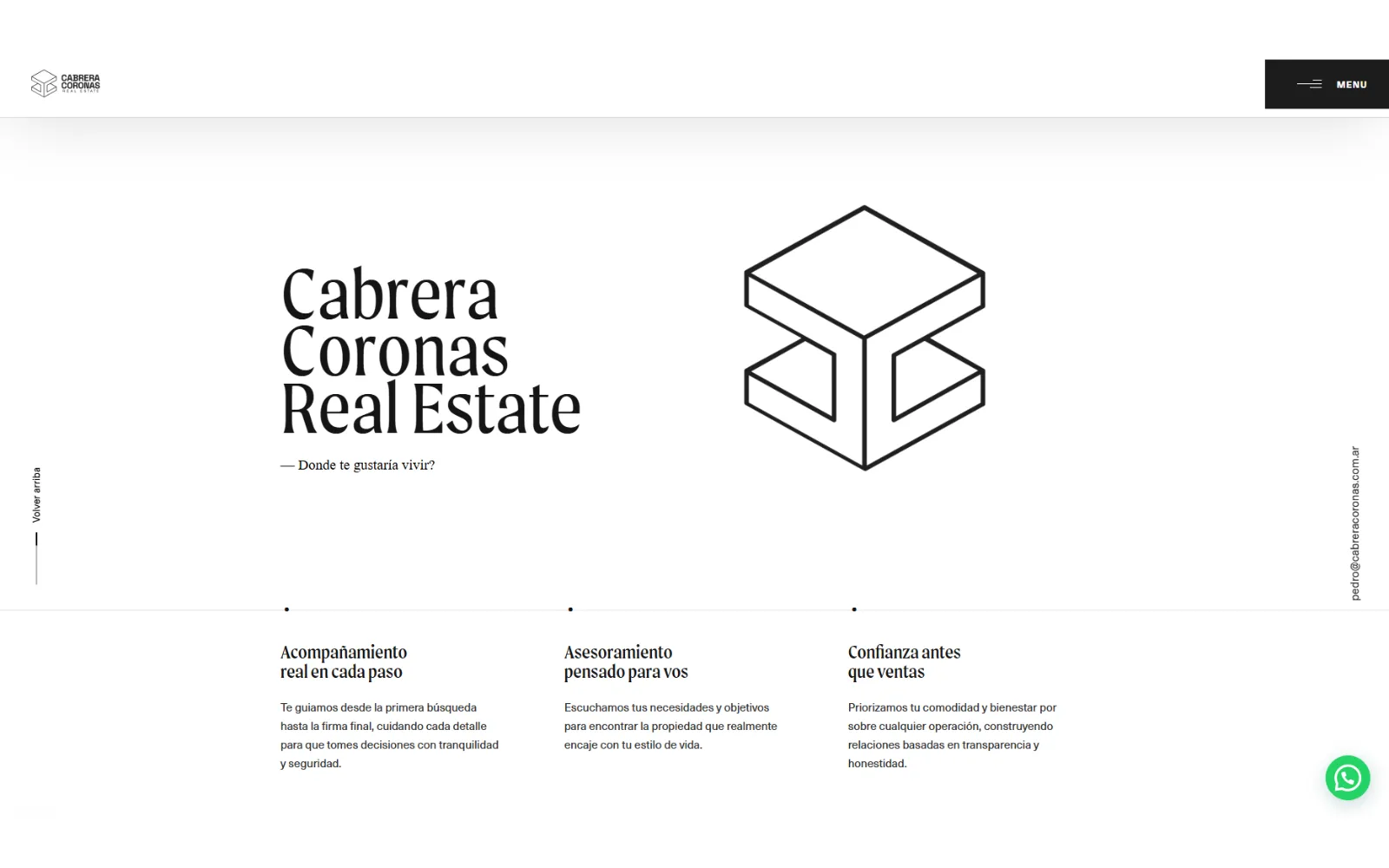 Página de inicio de Cabrera Coronas, asesoría inmobiliaria en Buenos Aires
